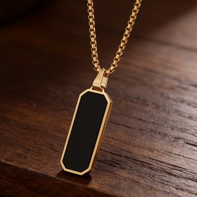 Collar Placa Militar Acero Inoxidable – Dorado y Negro