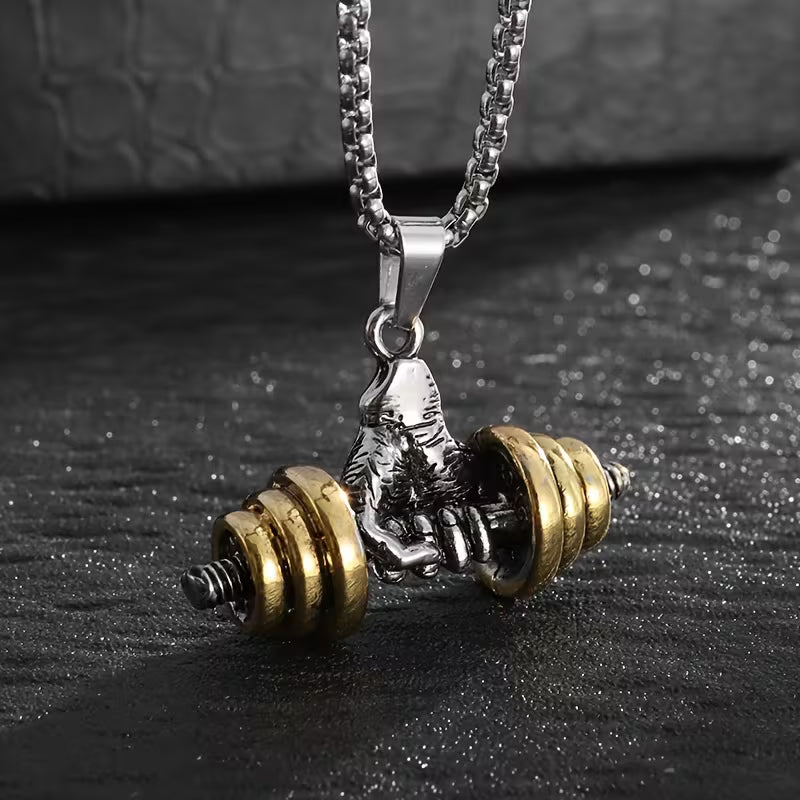 Collar de Mancuerna Dorado para Hombre