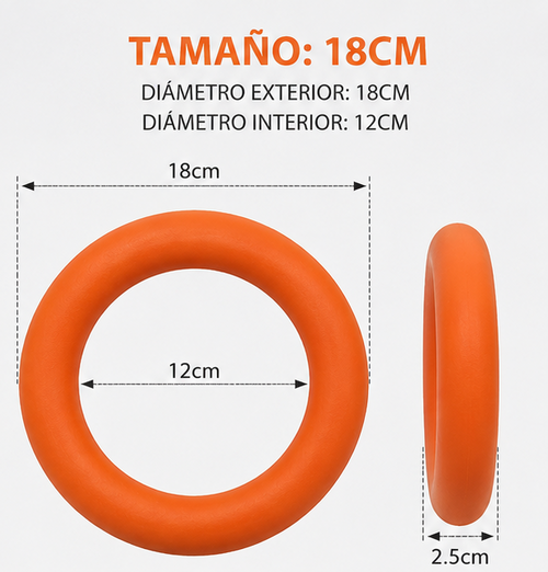 Aro de Goma para Perros – Juguete Resistente para Tirar, Lanzar y Morder – Naranja Oscuro