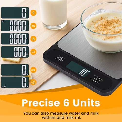 Báscula de Cocina Digital de Alta Precisión , Colo negro – Peso Exacto para Alimentos, con Pantalla LCD y Función Tara