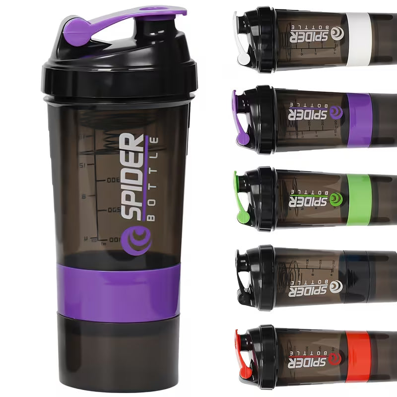 Shaker de Protéinas 500ml con Compartimento – Morado