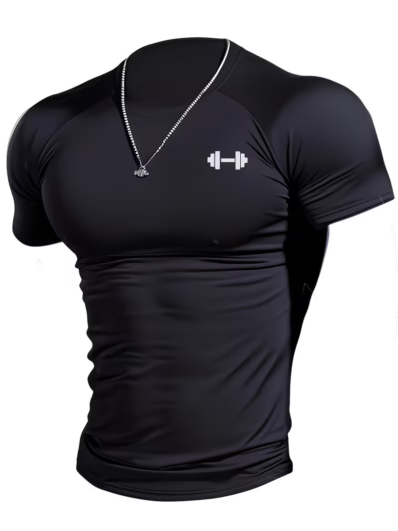 Camiseta deportiva de cuello redondo para hombre - fitnes secado rápido