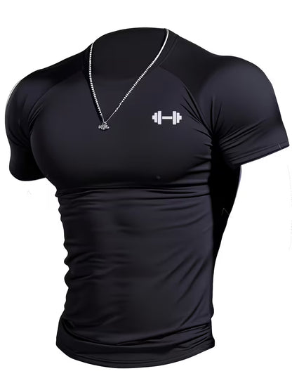 Camiseta deportiva de cuello redondo para hombre - fitnes secado rápido