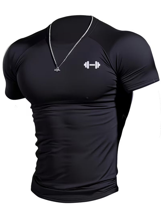Camiseta deportiva de cuello redondo para hombre - fitnes secado rápido