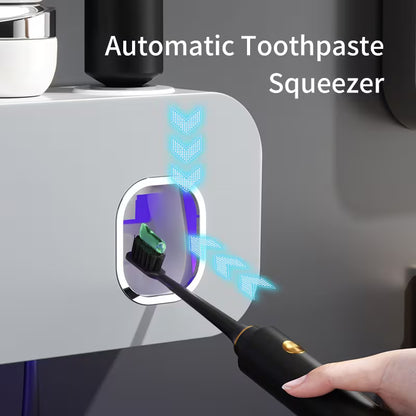 Esterilizador de cepillos de dientes con dispensador de pasta, 5 ranuras y carga USB