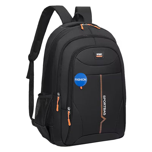 Mochila casual negra con multicompartimentos y colgante