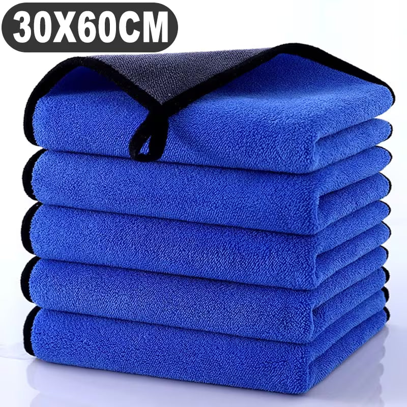 Pack de 5 paños de microfibra para lavado de coche, suaves y de secado rápido