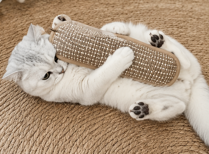 2-in-1 Cat Scratcher 🐱 | Scratch Pad and Cat Toy | Nail Care and Fun