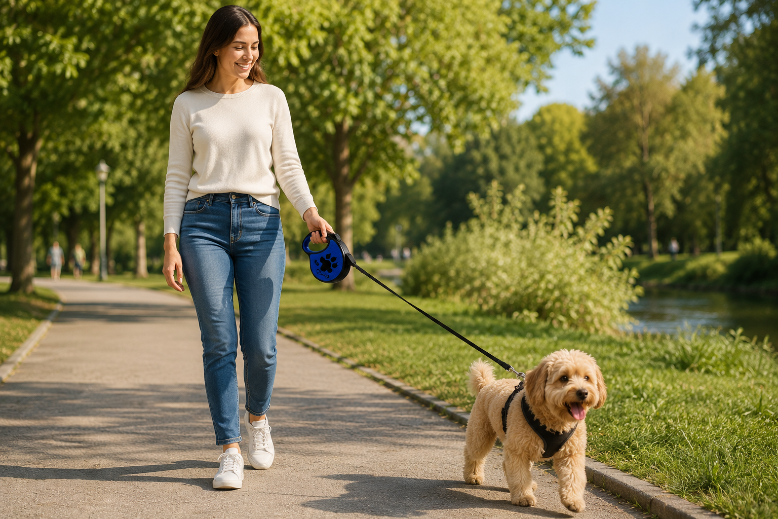 Retractable dog leash with adjustable rope name