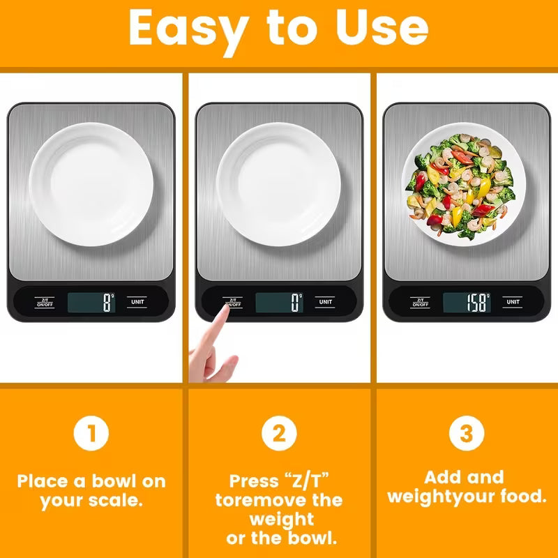 High-Precision Digital Kitchen Scale, Black - Accurate Food Weight, with LCD Display and Tare Function