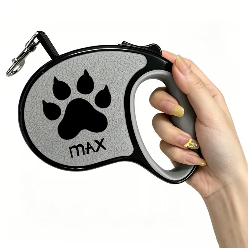 Retractable dog leash with custom name design