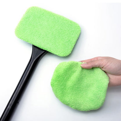 Kit de limpieza de cristales para coche con mango y 4 paños