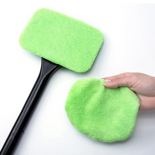 Kit de limpieza de cristales para coche con mango y 4 paños
