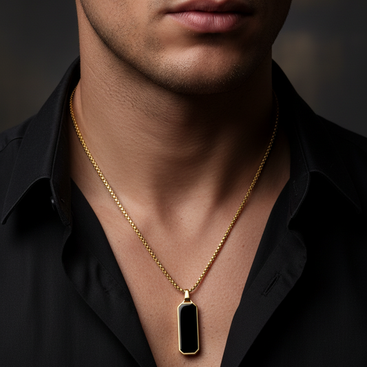 Collar Placa Militar Acero Inoxidable – Dorado y Negro