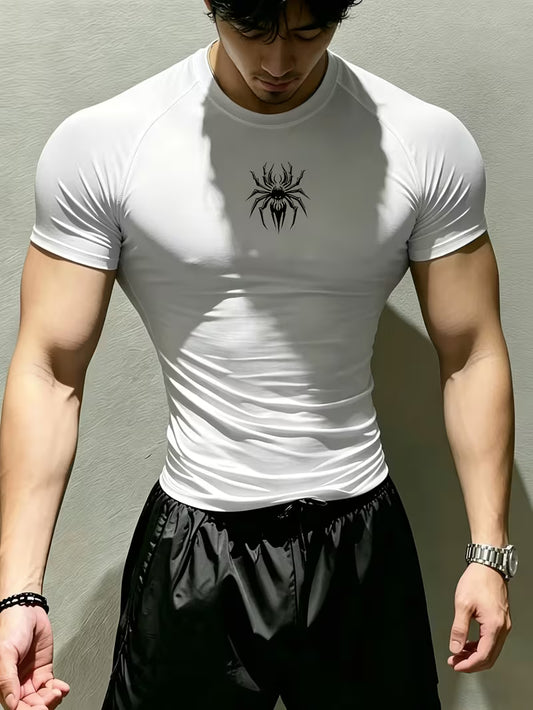 Camiseta Deportiva de Compresión para Hombre – Estampado Araña