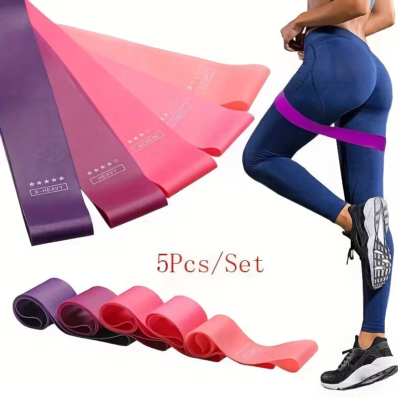 Pack 5 Bandas de Resistencia para Yoga y Pilates – Colores Degradado
