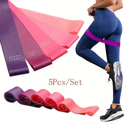 Pack 5 Bandas de Resistencia para Yoga y Pilates – Colores Degradado