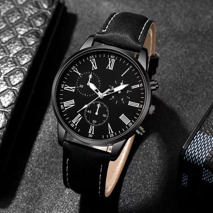 Pack 4 Piezas: Reloj + Collar + Anillo + Pulsera para Hombre